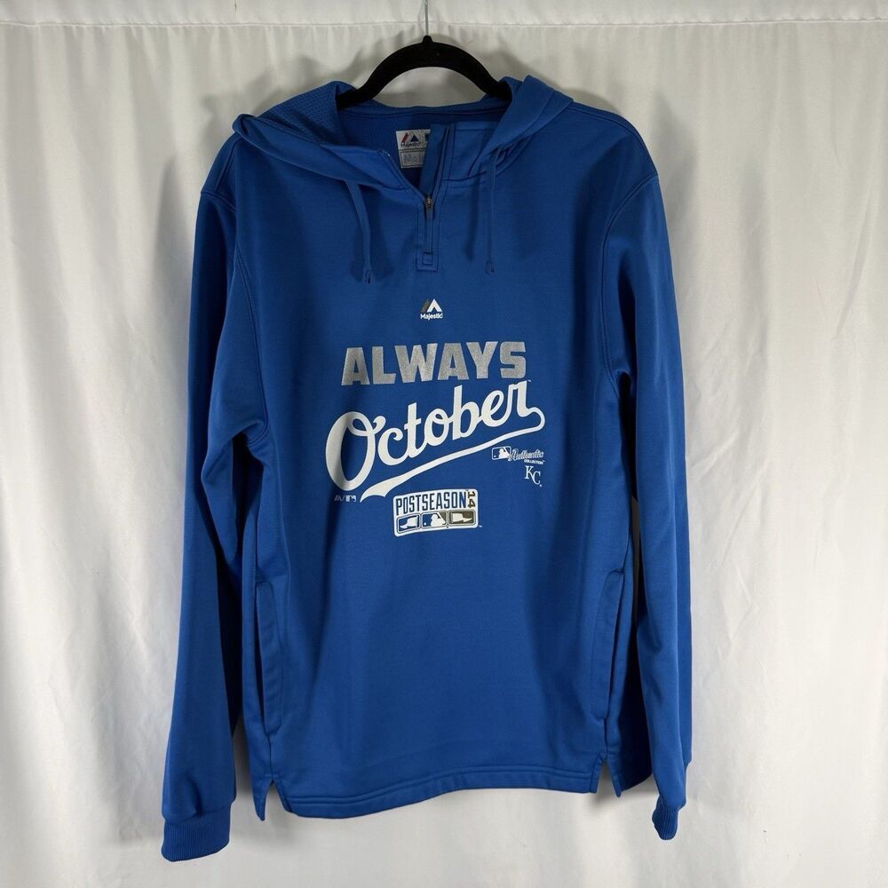 Kansas City Royals Always October Hoodie Men's Medium Postseason 2014 Blue